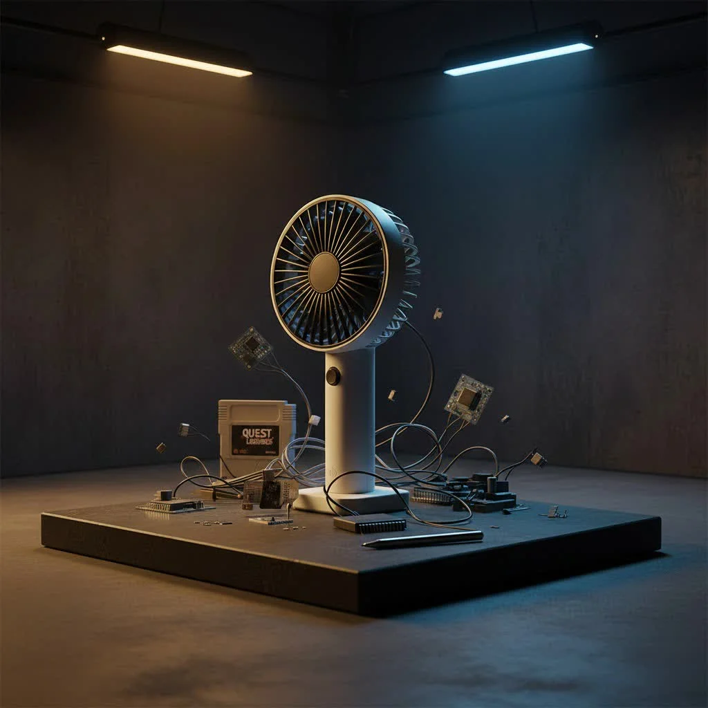 Stylish purple handheld fan providing a refreshing breeze